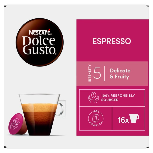 Dolce Gusto espresso pods pack of 16, imported from the UK