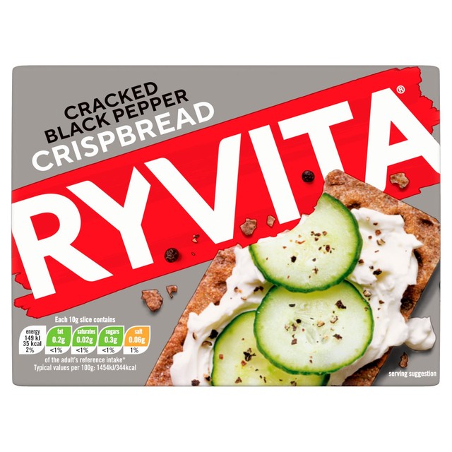 Ryvita crispbread crackers cracked black pepper 200g, imported from the UK