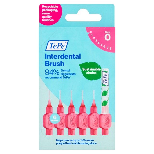 TePe Interdental Brush 0.4mm Pack of 6 (British brand)