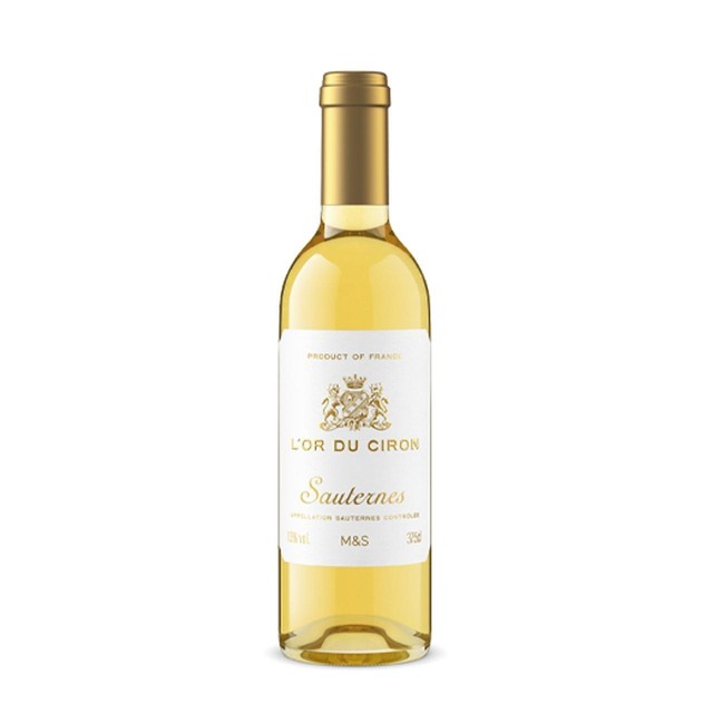 M&S Sauternes dessert wine with apricot and candied orange flavours 37.5cl, imported from the UK