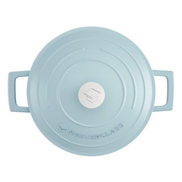 MasterClass sky blue cast aluminium casserole dish 2.5L, imported from the UK