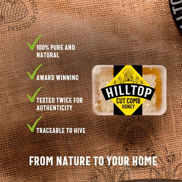 Pure Natural Hilltop Cut Comb Honey 200g jar, UK version