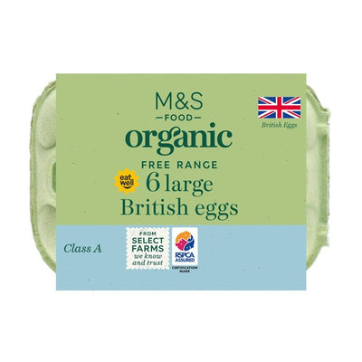 M&S M&S Organic Free Range Large Eggs 6 per pack- Buy online at McGrocer