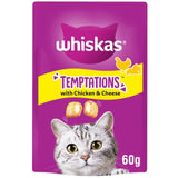 M&S Whiskas Temptations Adult Cat Treats with Chicken & Cheese 60g- Buy online at McGrocer