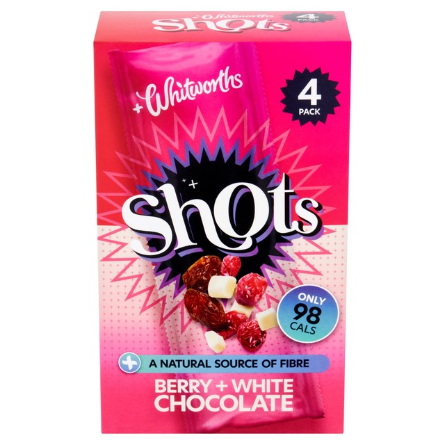 Whitworths Berry and White Chocolate Shots snack pack 4x25g (British brand)