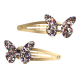 Rex London gold glitter butterfly hair clips - British product