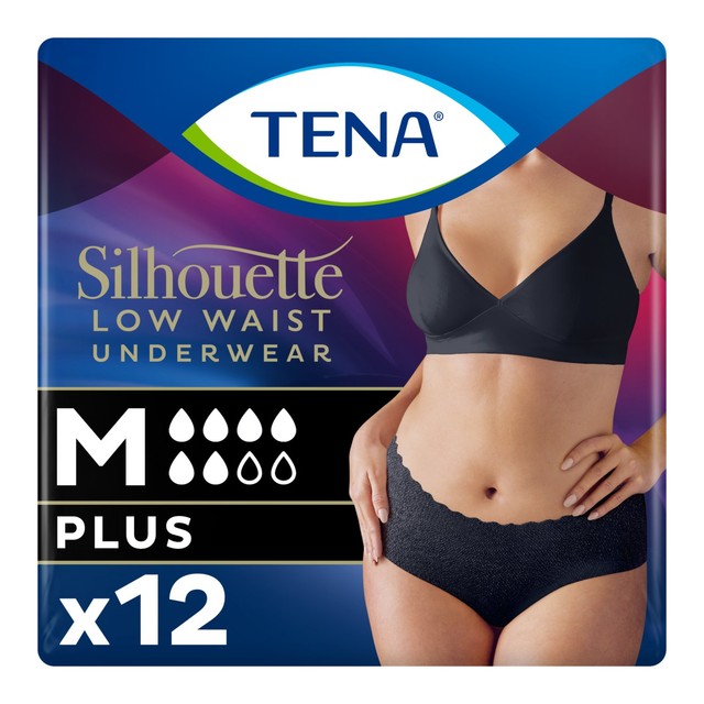 TENA Silhouette Black low waist incontinence pants size M, imported from the UK