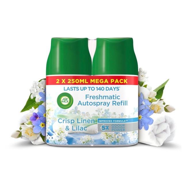 Air Wick Freshmatic Crisp Linen & Lilac Twin Refill 500ml - British product