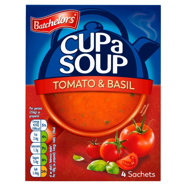 Batchelors Tomato & Basil Cup Soup 4 x 26g - British product