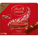 M&S Lindt Lindor Milk Chocolate Bars 4 Pack 100g- Buy online at McGrocer