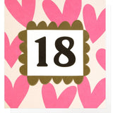Caroline Gardner pink hearts 18th birthday card 146x140mm - British product