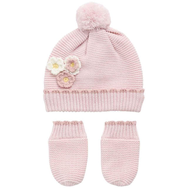 M&S baby floral hat and mittens set, 3-6 months, imported from the UK