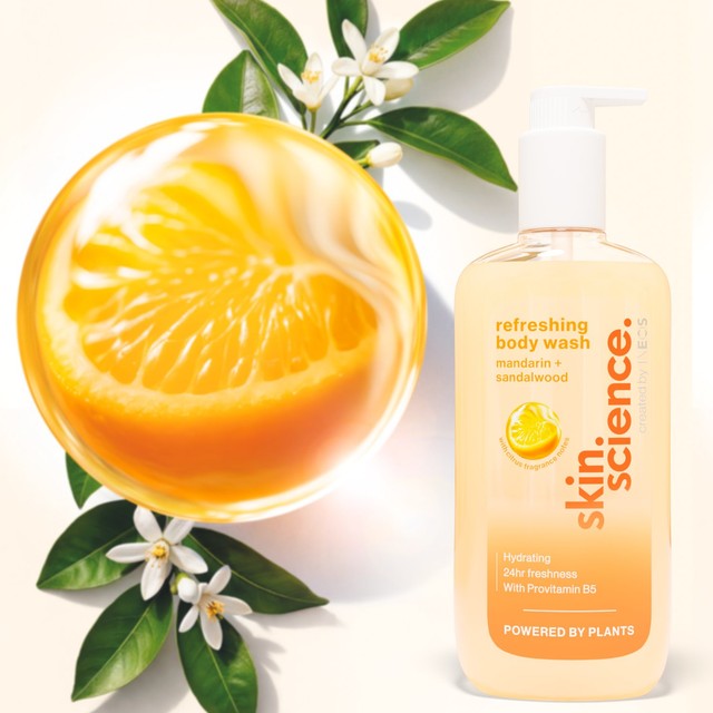INEOS Skin Science Mandarin Sandalwood body wash 500ml, imported from the UK