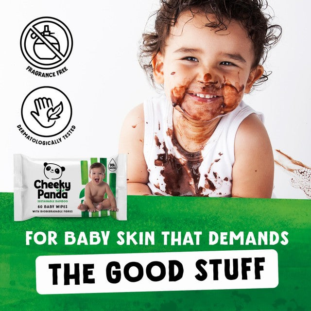 Cheeky Panda Unscented Bamboo Baby Wipes 12x60 - British product