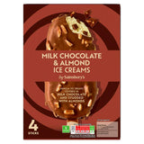 Sainsburys Milk Chocolate Almonds Ice Creams 4 X 110ml