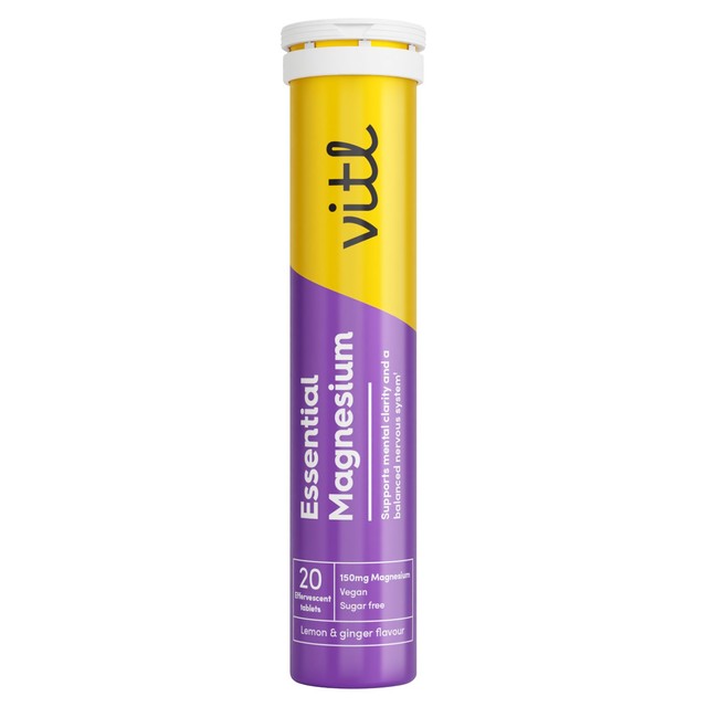 VITL effervescent magnesium tablets lemon ginger, imported from the UK