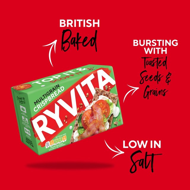 Ryvita multigrain crispbread 250g, imported from the UK