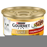 Gourmet gullbiter i saus kylling og lever våt kattemat 85g