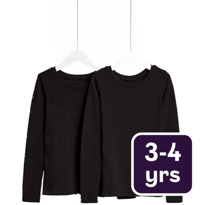 M&S Heatgen Thermal Tops Black 2pk for Ages 3-4 Years