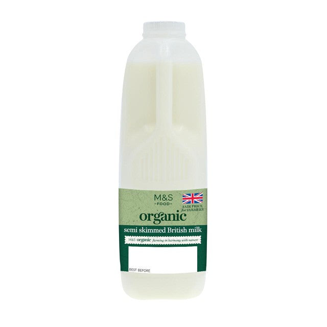 M&S organic semi skimmed milk 2 pints, imported from the UK