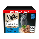 M&S Sheba Fresh & Fine Cat Food Pouches Fish Collection in Gravy 50 x 50g- Buy online at McGrocer