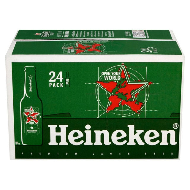 Heineken lager beer 24 x 330ml bottles, UK version