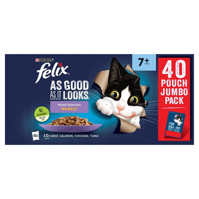 Felix Senior 7+ Mixed in Jelly cat food 40 x 85g - British product