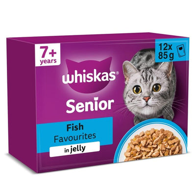 M&S Whiskas 7+ Senior Wet Cat Food Fish Favourites in Jelly 12 x 85g- Buy online at McGrocer