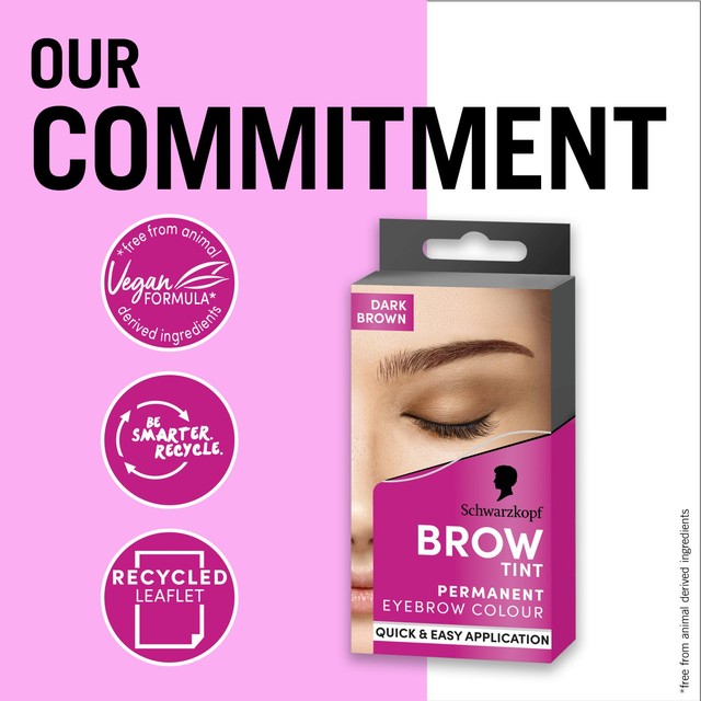 Schwarzkopf Brow Tint Dark Brown permanent eyebrow dye 17ml (British brand)