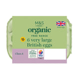 M&S organic free range very large eggs 6 per pack, imported from the UK