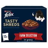 M&S Felix Tasty Shreds Farm Selection in Gravy Wet Cat Food 12 x 80g- Buy online at McGrocer