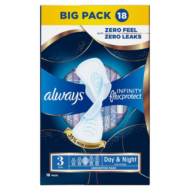 Always Infinity Night pads size 3 value pack 18 count (British brand)