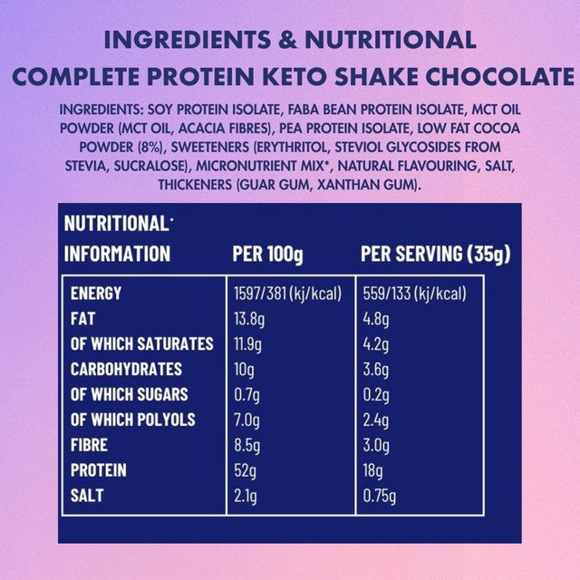 Adonis keto protein shake chocolate (British brand)