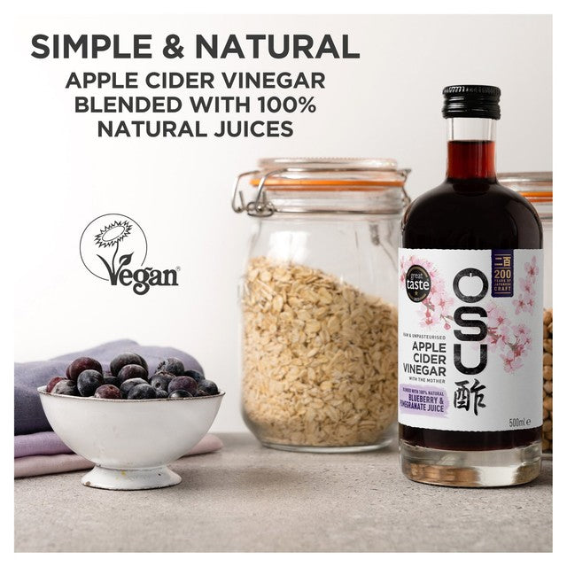 OSU Apple Cider Vinegar Blueberry & Pomegranate 500ml, imported from the UK