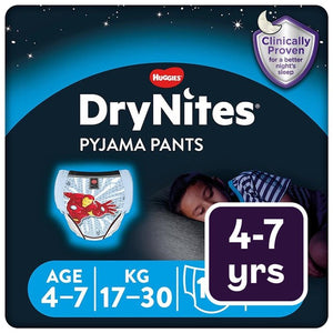 DryNites Boys Pyjama Pants 4-7 Yrs (17-30kg) Nighttime Absorbent Underwear 10 Pack