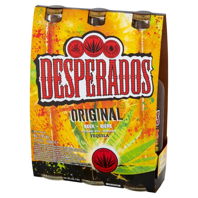 Desperados tequila flavoured lager beer 3 x 330ml bottles - British product