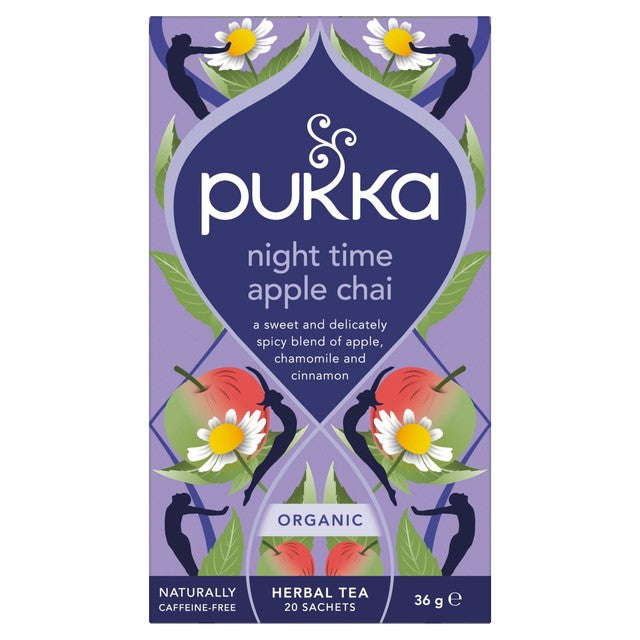 Pukka Herbs organic Night Time Apple Chai herbal tea 20 teabags - British product