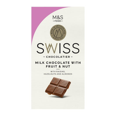 M&S M&S Swiss Milk Chocolate Fruit and Nut 150g- Buy online at McGrocer