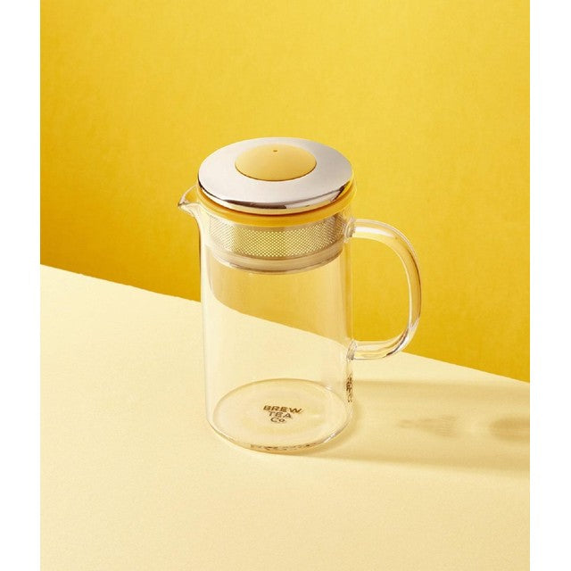 Brew Tea Co glass tea pot with yellow lid 400ml - British product