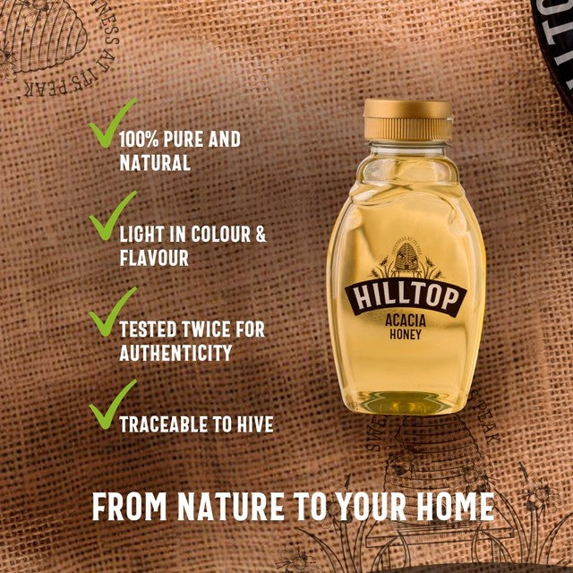 Hilltop Acacia honey 340g, UK version