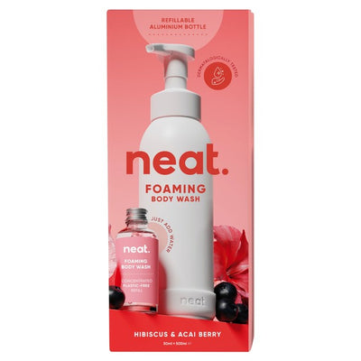 M&S Neat Hibiscus & Acai Berry Foaming Body Wash Starter Pack 500ml with 50ml Refill- Buy online at McGrocer