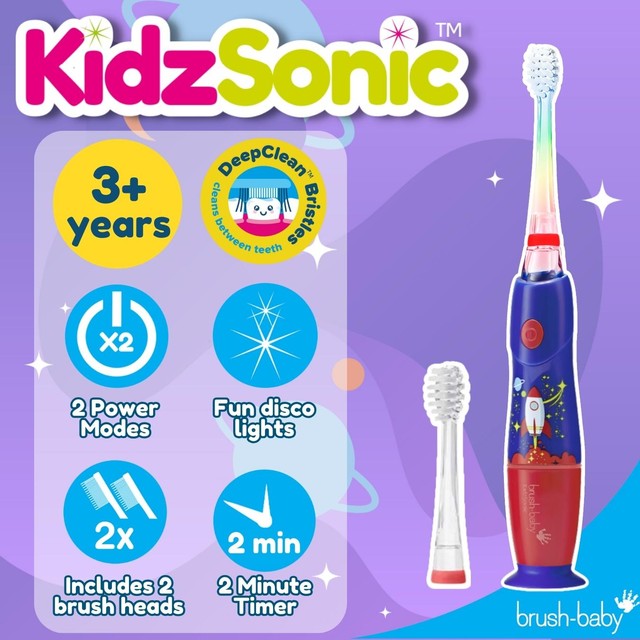 Brush-Baby KidzSonic Rocket electric toothbrush for kids - British product