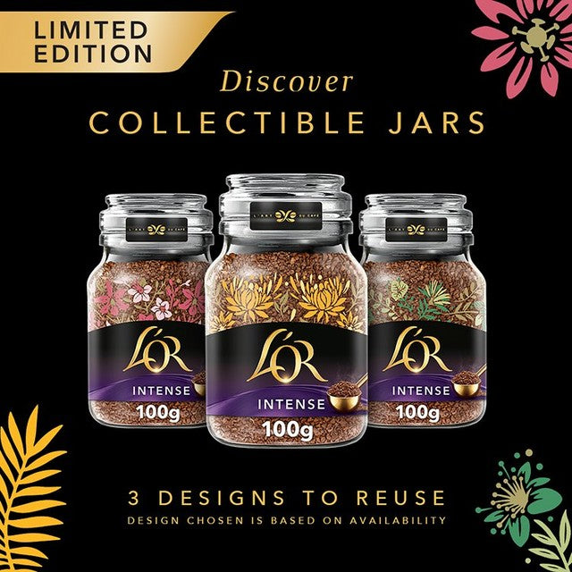 L'OR Intense Instant Coffee jar medium dark roast, UK version