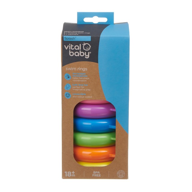 Vital Baby swim rings bath toy set with animal squirters (British brand)