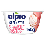 Alpro Gresk stil jordbær og bringebær melkefri yoghurtalternativ 150 g