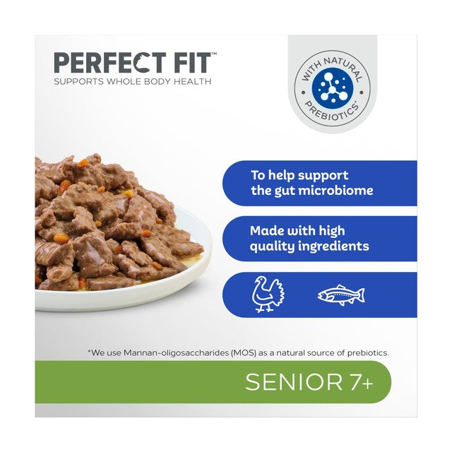 Perfect Fit senior cat food pouches mixed 12 x 85g, imported from the UK