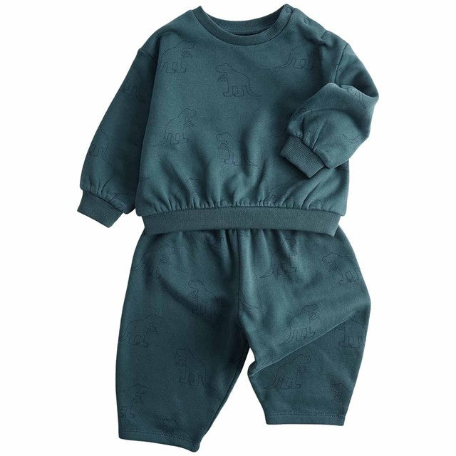 M&S children's dinosaur sweat outfit blue mix 18-24 months, imported from the UK