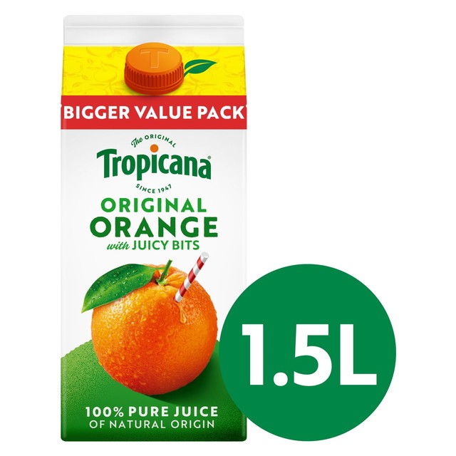 Tropicana orange juice with bits 1.5L (British brand)