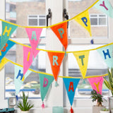 Talking Tables Fabric Happy Birthday Bunting 3m with 12 pennants (British brand)
