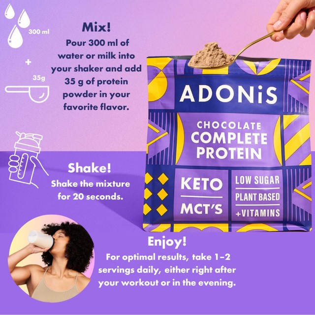 Adonis keto protein shake chocolate (British brand)
